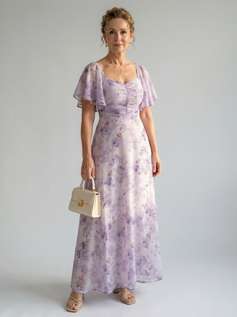 Rocío - Vestido Midi con Mangas Onduladas