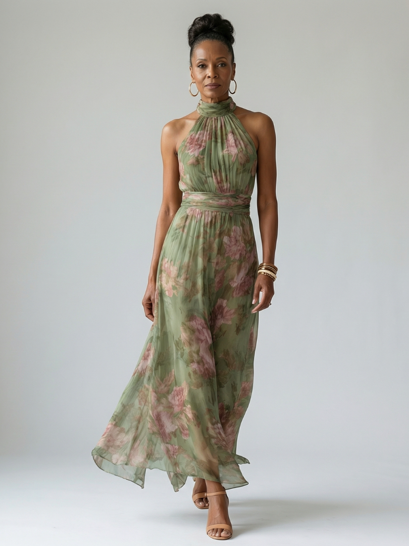 Sofia - Vestido Midi con Cuello Halter