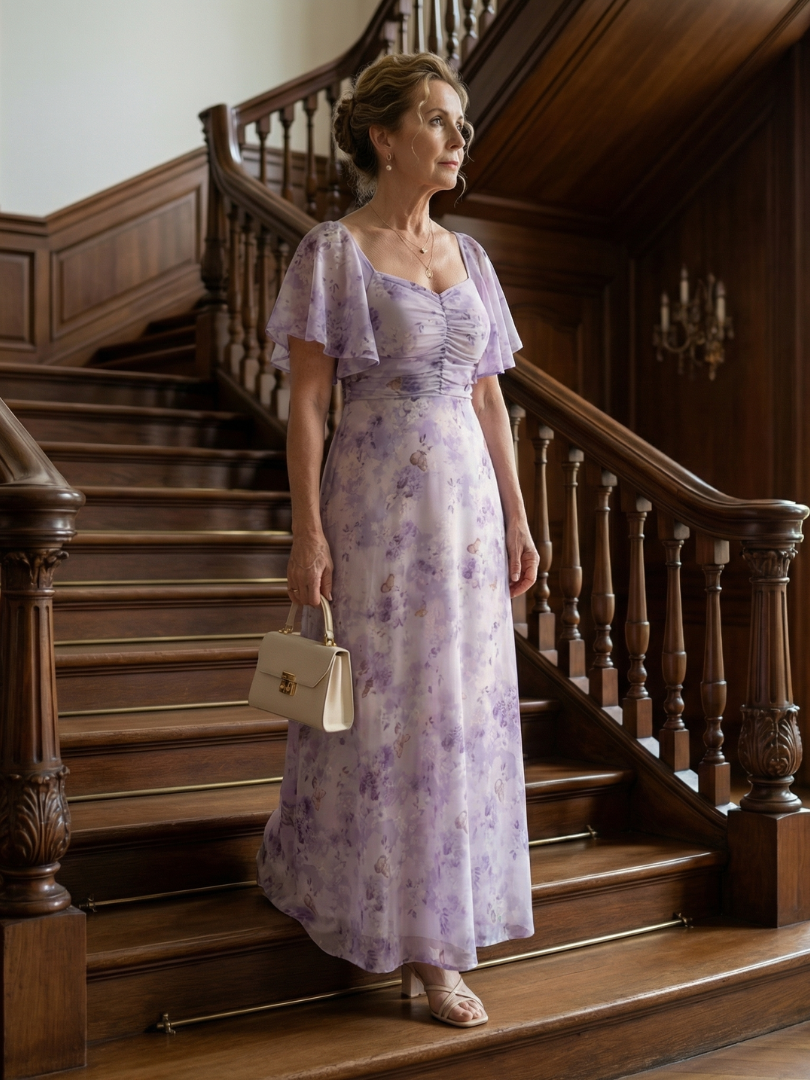 Rocío - Vestido Midi con Mangas Onduladas
