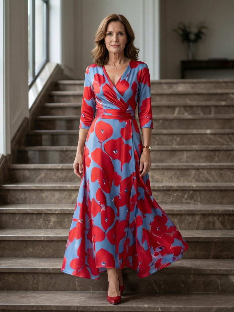 Andrea - Vestido Midi con Escote Cruzado