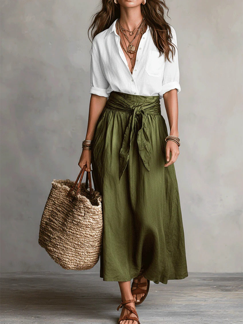 Clara™ – Conjunto de Verano con Top de Manga Larga y Falda de Cintura Alta