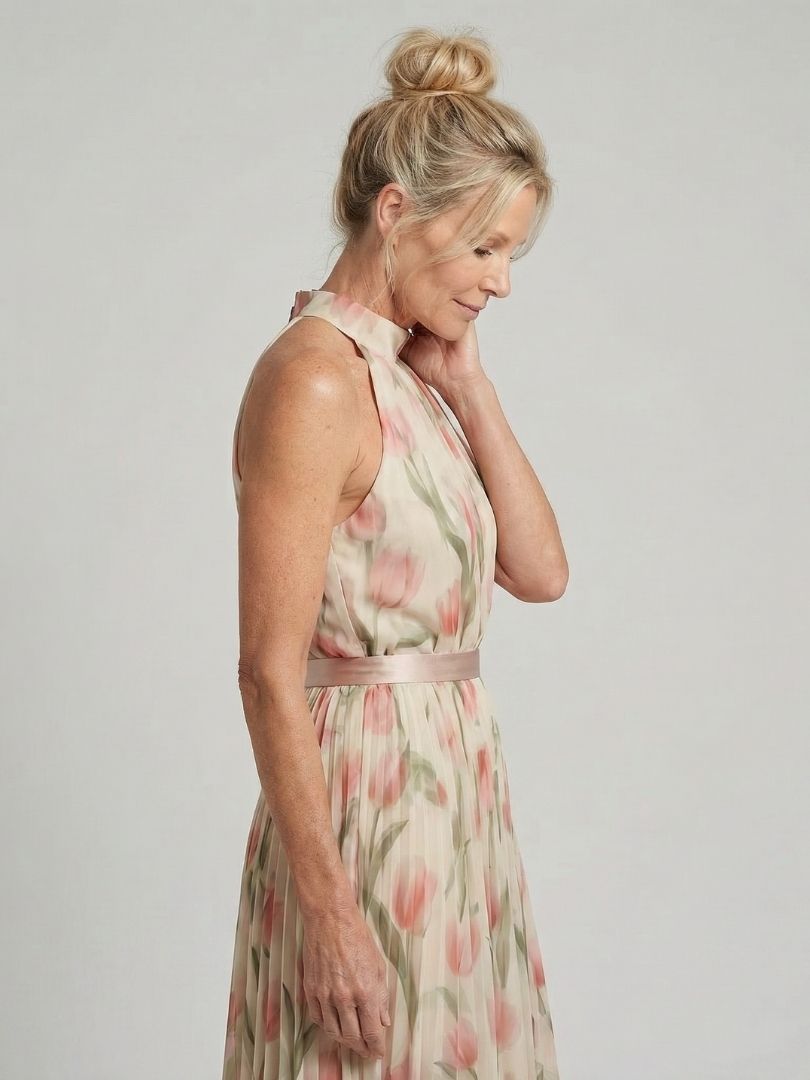 Martina - Vestido Midi con Escote Halter Floral