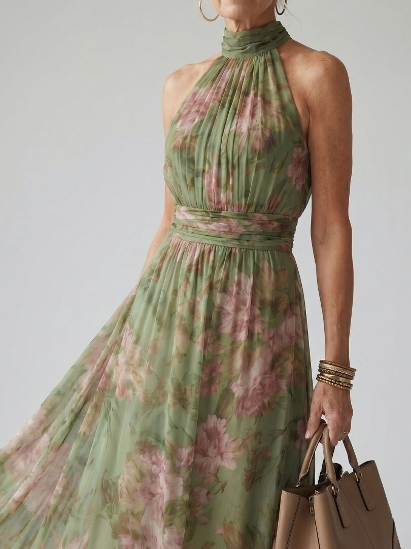 Sofia - Vestido Midi con Cuello Halter