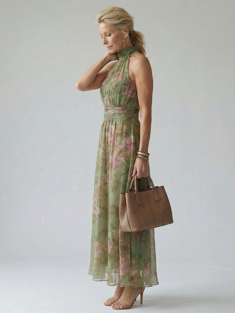 Sofia - Vestido Midi con Cuello Halter