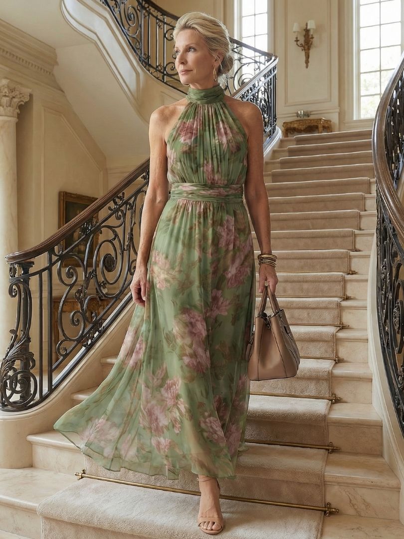 Sofia - Vestido Midi con Cuello Halter
