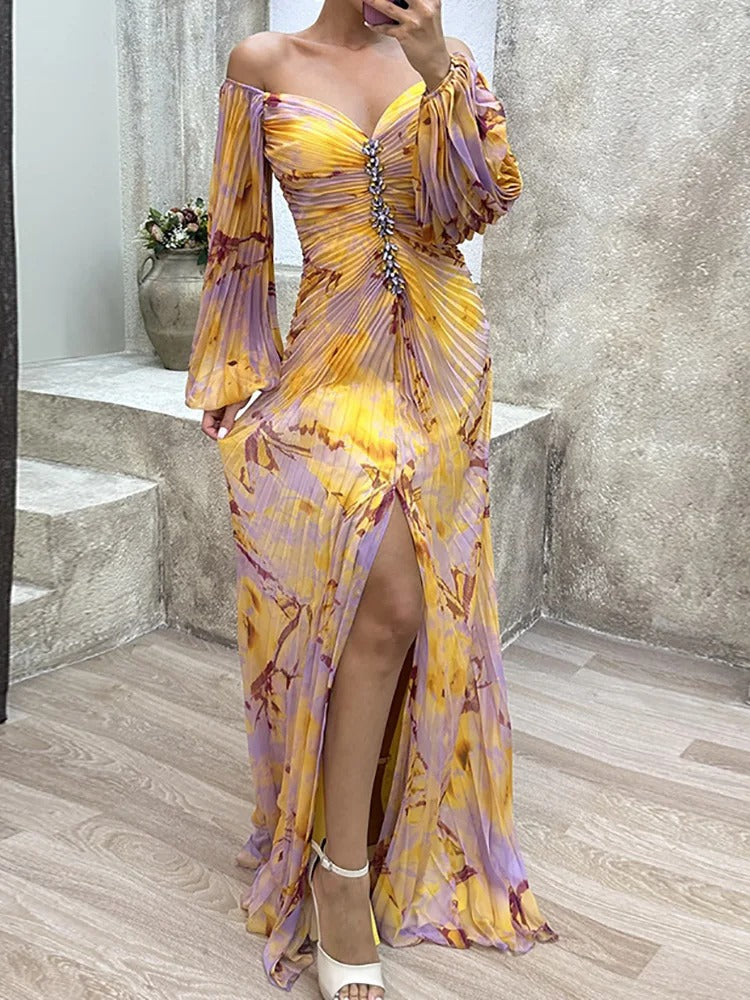 Gregoria™ | Vestido Largo Floral con Escote Profundo