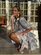 Carmen | Vestido Midi Floral en Chiffon con Volantes en Capas