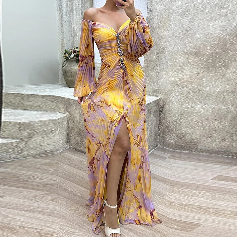 Gregoria™ | Vestido Largo Floral con Escote Profundo