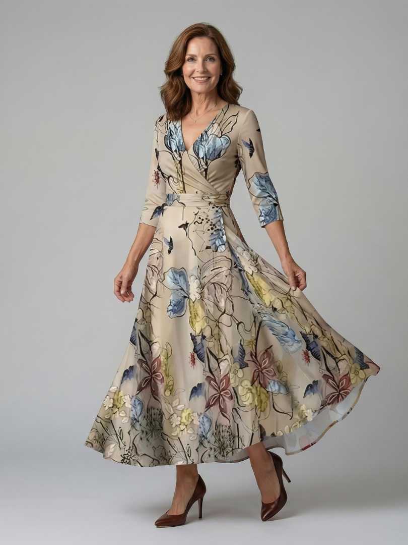 Andrea - Vestido Midi con Escote Cruzado