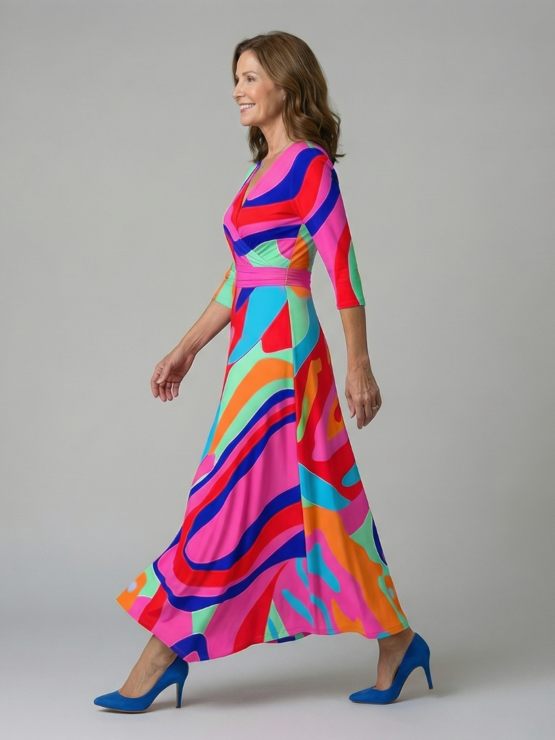 Andrea - Vestido Midi con Escote Cruzado