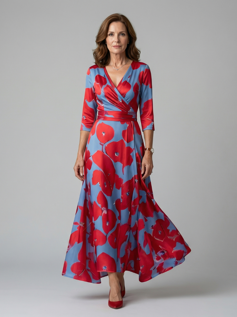 Andrea - Vestido Midi con Escote Cruzado