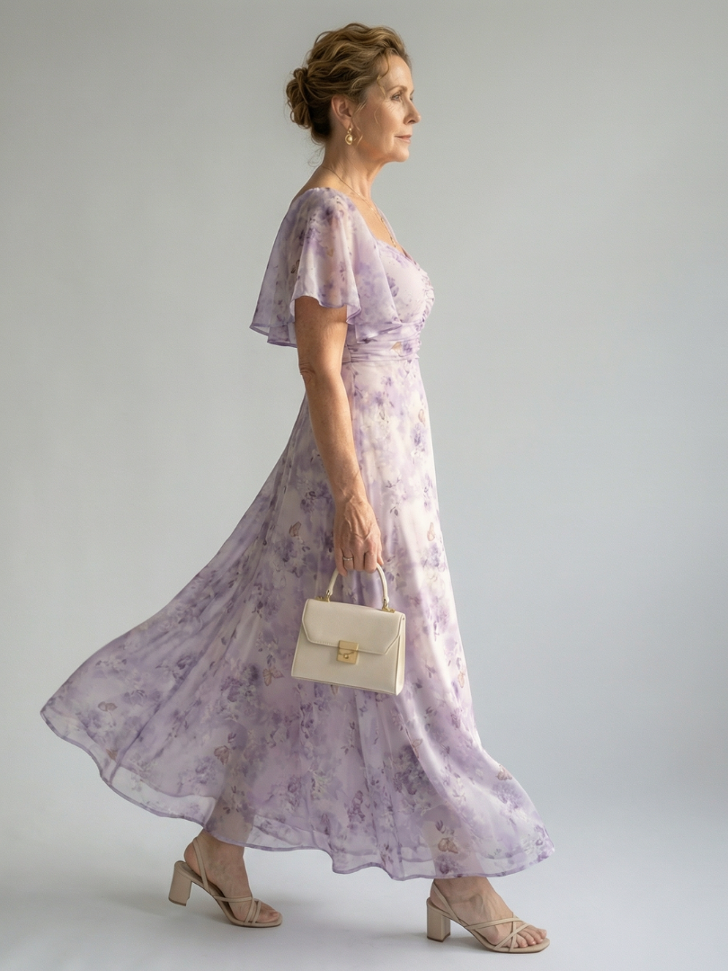 Rocío - Vestido Midi con Mangas Onduladas