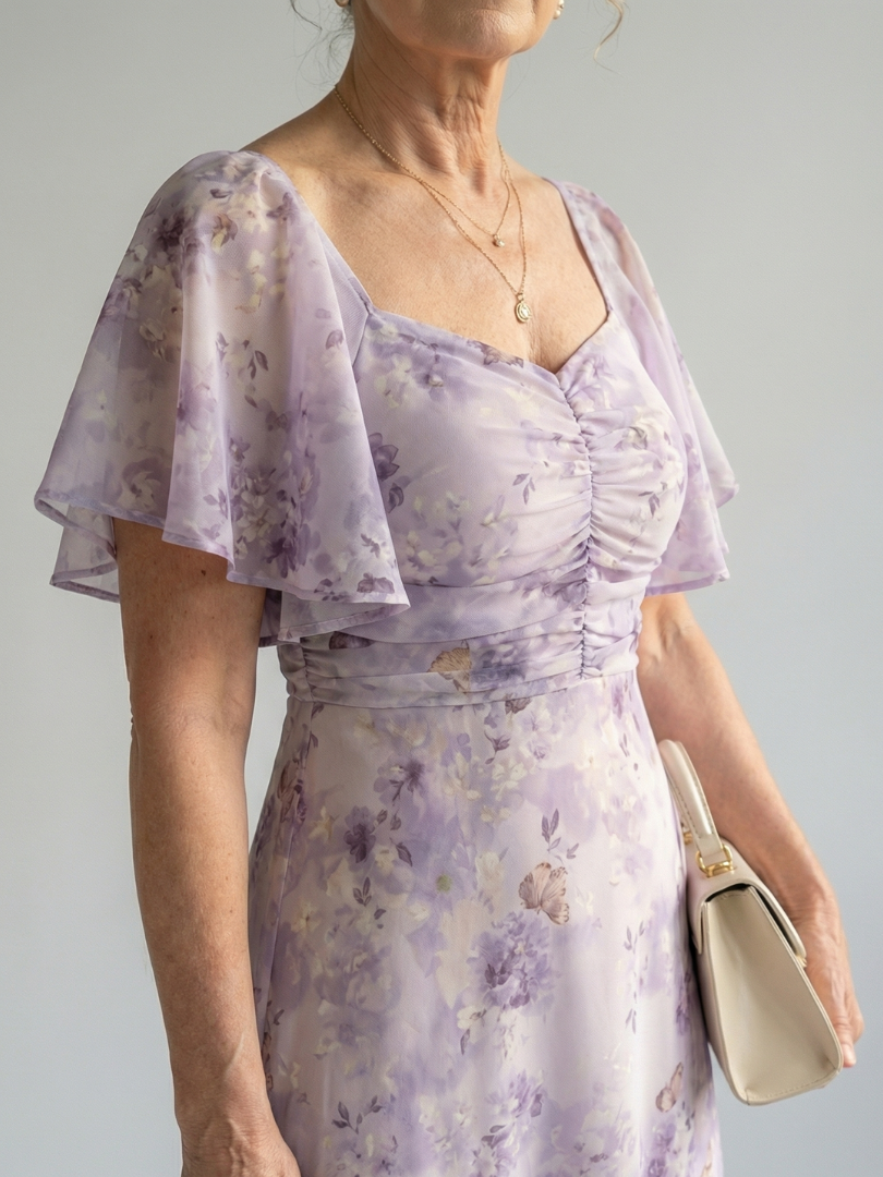 Rocío - Vestido Midi con Mangas Onduladas