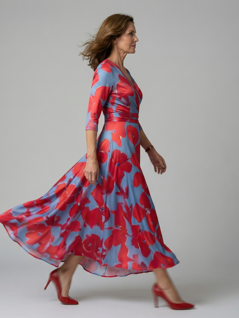 Andrea - Vestido Midi con Escote Cruzado