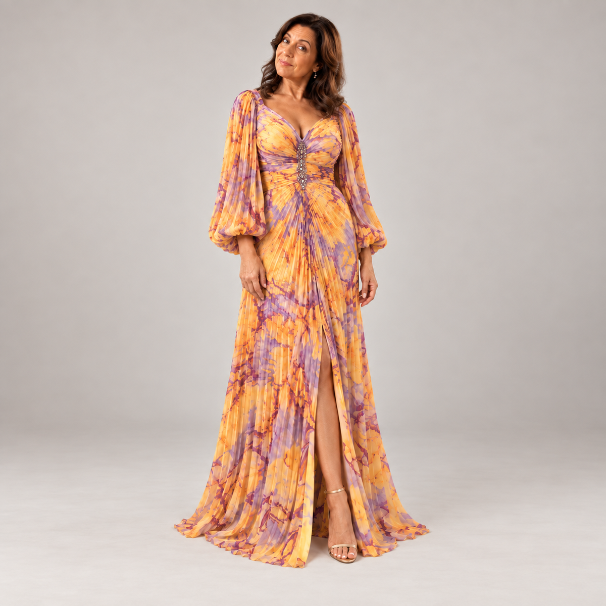 Gregoria™ | Vestido Largo Floral con Escote Profundo