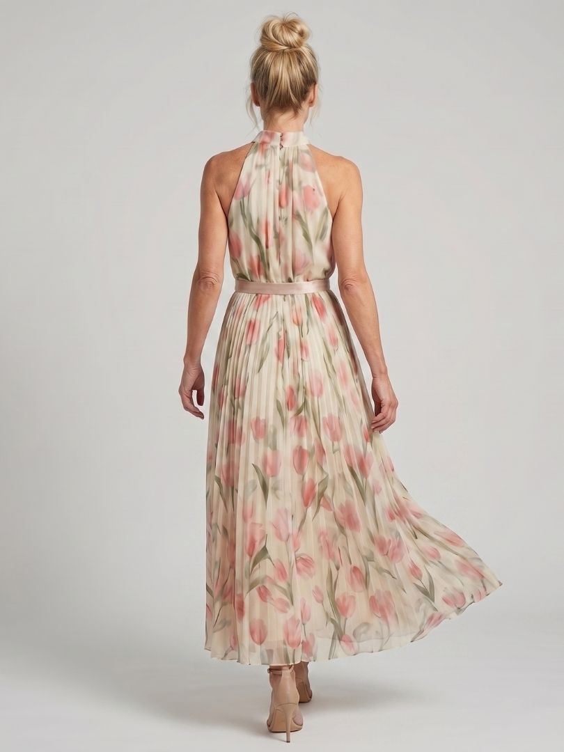 Martina - Vestido Midi con Escote Halter Floral