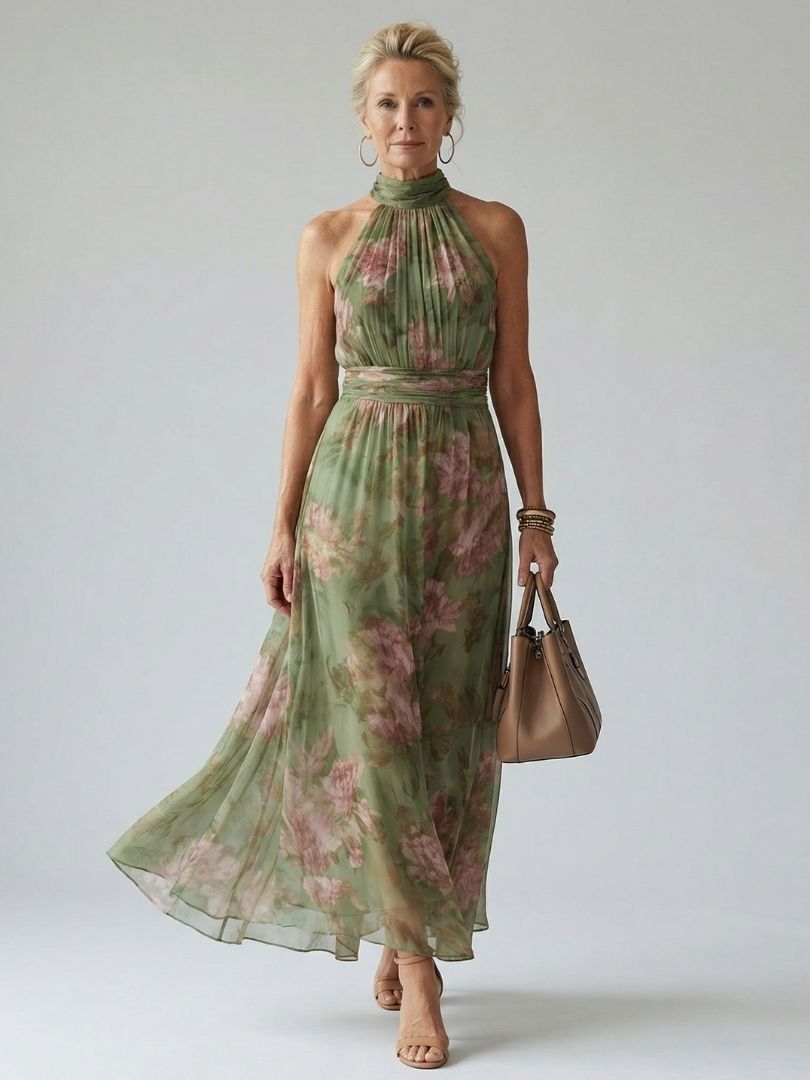 Sofia - Vestido Midi con Cuello Halter