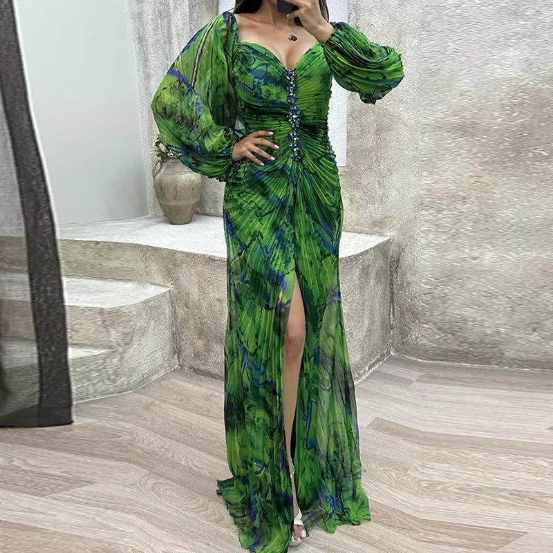 Gregoria™ | Vestido Largo Floral con Escote Profundo
